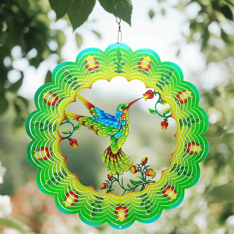 YTAONS 12 in Wind Spinners Outdoor, Hanging Spinners 3D Stainless Steel Wind Sculpture for Garden Yard Art Decoration Christmas Birthday Gift for Women Mom Wife Grandma (Hummingbird) - Image 1
